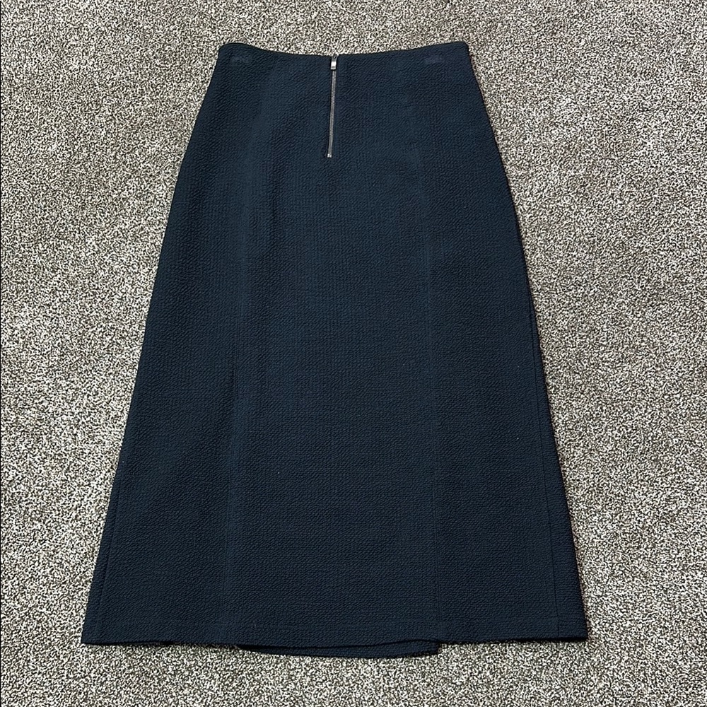 Maeve Dual Split Button Midi skirt size 4 Navy Blue dual slit - Picture 10 of 16